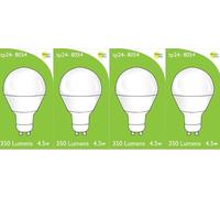 tp24 8054 LED GU10 Light Bulbs, Warm White, 4.5W, 350 Lumens, Energy Rating F, Indoor Use, 4 Pack, Standard Golfball Shape