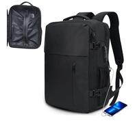 TPAID Vacuum Travel Backpack with Built-in Pump, Expandable Carry on Backpack, Lightweight Air Pump Backpack for Men Women, Black / Automatic Pump, 17 "