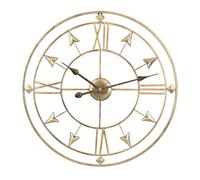 TPARIS 60cm(23.6in) Large Iron Wall Clock|Creative Decor Hanging Clock|Battery Operated/Non-Ticking/Easy To Read|Round Vintage Clock For Kitchen,Living Room,Bedroom,Gold,60cm(23.6in)