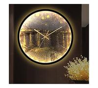 TPARIS Modern Decor Small Night Light Wall Clock|Round Fashion Hanging Clock|Battery Operated/Non-Ticking/Easy To Read|Led Luminous Clock For Kitchen,Living Room,Bedroom,Gold,30cm(11.8in)