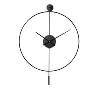 TPARIS Modern Simple Style Swinging Pendulum Wall Clock|Battery Operated Silent Non-Ticking Round Hanging Clock|Iron Art Decor Clock For Home/Office/School,Black(Aluminum Hands),60cm(23.6in)