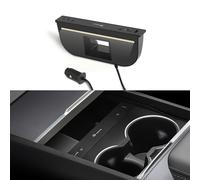 TPARTS Muti-Ports USB Hub for Tesla Model 3 Highland 2024 2025 Model Y Juniper, Center Console Hidden Fast Charger with Retractable Cable Model 3/Y Interior Accessories Charging Hub Docking Station