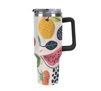 TPDHJK 1180 Ml Large Capacity Car Cup Various Fruit Images Cup Vacuum Insulated Water Bottle Leak-Proof Tumbler with Handle and Straw Insulated Cups