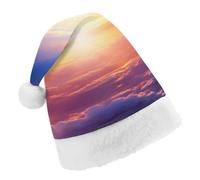 TPDHJK Christmas Hats for Adults Beautiful Sunrise Over Clouds Santa Hats Unisex Red Velvet Holiday Headwear Xmas Hat for Christmas Festive New Year Party Child