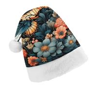 TPDHJK Christmas Hats for Adults Butterflies Flying Under The Stars Santa Hats Unisex Red Velvet Holiday Headwear Xmas Hat for Christmas Festive New Year Party Child