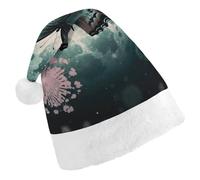 TPDHJK Christmas Hats for Adults Butterfly Flying in The Clouds Santa Hats Unisex Red Velvet Holiday Headwear Xmas Hat for Christmas Festive New Year Party Child