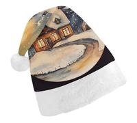 TPDHJK Christmas Hats for Adults Candle House Santa Hats Unisex Red Velvet Holiday Headwear Xmas Hat for Christmas Festive New Year Party Adult