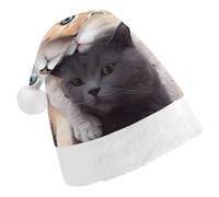 TPDHJK Christmas Hats for Adults Cats Santa Hats Unisex Red Velvet Holiday Headwear Xmas Hat for Christmas Festive New Year Party Adult
