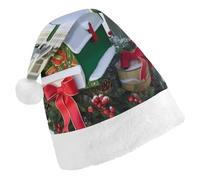 TPDHJK Christmas Hats for Adults Christmas Mailbox And Gifts Santa Hats Unisex Red Velvet Holiday Headwear Xmas Hat for Christmas Festive New Year Party Child