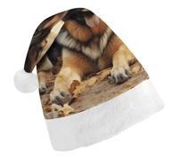 TPDHJK Christmas Hats for Adults German Shepherd Dog Santa Hats Unisex Red Velvet Holiday Headwear Xmas Hat for Christmas Festive New Year Party Child