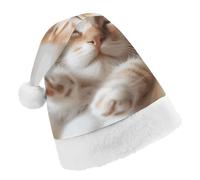 TPDHJK Christmas Hats for Adults Kitten Sleeps Santa Hats Unisex Red Velvet Holiday Headwear Xmas Hat for Christmas Festive New Year Party Child