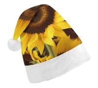 TPDHJK Christmas Hats for Adults Sunflower Santa Hats Unisex Red Velvet Holiday Headwear Xmas Hat for Christmas Festive New Year Party Child