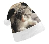 TPDHJK Christmas Hats for Adults There Are Two Cats Santa Hats Unisex Red Velvet Holiday Headwear Xmas Hat for Christmas Festive New Year Party Adult