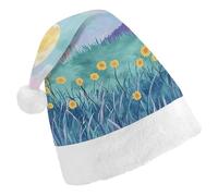 TPDHJK Christmas Hats for Adults There Are Yellow Flowers Santa Hats Unisex Red Velvet Holiday Headwear Xmas Hat for Christmas Festive New Year Party Child