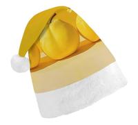 TPDHJK Christmas Hats for Adults Three Yellow Fruits Santa Hats Unisex Red Velvet Holiday Headwear Xmas Hat for Christmas Festive New Year Party Child