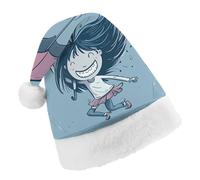 TPDHJK Christmas Hats for Adults Two Cartoon Monsters Santa Hats Unisex Red Velvet Holiday Headwear Xmas Hat for Christmas Festive New Year Party Adult
