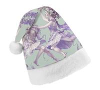 TPDHJK Christmas Hats for Adults Two Fairies Dancing Santa Hats Unisex Red Velvet Holiday Headwear Xmas Hat for Christmas Festive New Year Party Child