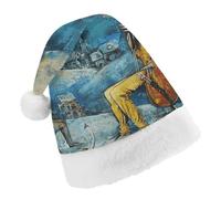 TPDHJK Christmas Hats for Adults Two People on Chairs Santa Hats Unisex Red Velvet Holiday Headwear Xmas Hat for Christmas Festive New Year Party Adult