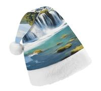 TPDHJK Christmas Hats for Adults Waterfalls on Krka River Santa Hats Unisex Red Velvet Holiday Headwear Xmas Hat for Christmas Festive New Year Party Adult