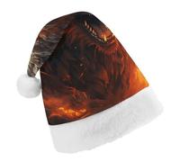 TPDHJK Christmas Hats for Adults Wild Wolf in The Fire Santa Hats Unisex Red Velvet Holiday Headwear Xmas Hat for Christmas Festive New Year Party Child