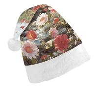 TPDHJK Christmas Hats for Adults Wildflower Floral Santa Hats Unisex Red Velvet Holiday Headwear Xmas Hat for Christmas Festive New Year Party Child