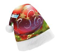 TPDHJK Christmas Hats for Adults Xmas Ball Santa Hats Unisex Red Velvet Holiday Headwear Xmas Hat for Christmas Festive New Year Party Child