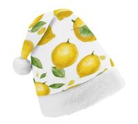 TPDHJK Christmas Hats for Adults Yellow Lemon Santa Hats Unisex Red Velvet Holiday Headwear Xmas Hat for Christmas Festive New Year Party Child
