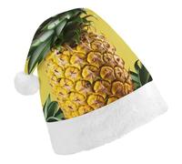 TPDHJK Christmas Hats for Adults Yellow Pineapple Santa Hats Unisex Red Velvet Holiday Headwear Xmas Hat for Christmas Festive New Year Party Child