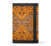 TPDHJK Slim Mens Wallets with Butterfly and Orange Print Tri-fold Wallet Polyester Wallet Minimalist Mini Wallets Suitable for Work,Travel and Daily Use