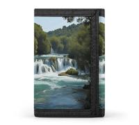 TPDHJK Slim Mens Wallets with Waterfalls on Krka River Print Tri-fold Wallet Polyester Wallet Minimalist Mini Wallets Suitable for Work,Travel and Daily Use