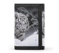 TPDHJK Slim Mens Wallets with White Tiger in The Snow Print Tri-fold Wallet Polyester Wallet Minimalist Mini Wallets Suitable for Work,Travel and Daily Use