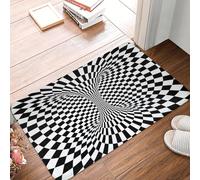 TPDODON Black White Geometric Illusion Doormat Mat Anti-Slip 3D Vortex Optical Swirl Kitchen Bathroom Living Room Rug Carpet-16x24 inch