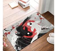 TPDODON Cute Koi Fish Yin Yang Front Door Mat Anti-Slip Indoor Quick Dry Japanese Sakura Floral Doormat Living Room Entrance Rug Carpet-20x32 inch