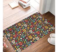 TPDODON Mexican Flowers Day Of The Dead Sugar Skull Doormat Mat Anti-Slip Kitchen Bathroom Garden Rug Carpet-20x32 inch