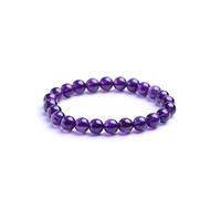 TPDRKOWJX Beads Bracelet，7A Grade Natural Amethysts Bracelet 6mm 8mm 10mm Round Ball Beaded Bracelets Women Birthstone Healing Jewelry wanglan(Beads 6mm-19cm 7.5inch)