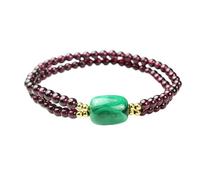 TPDRKOWJX Beads Bracelet，Garnet Natural Stone Bracelets Wine Red And Malachite Two Layers Bracelet Lucky For Women Crystal Jewelry wanglan