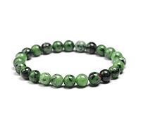 TPDRKOWJX Beads Bracelet，Genuine Natural Green Rubys Zoisite Stone Stretchy 6 8 10mm Round Bracelet Women Men Jewelry wanglan(16cm 6.3inch-Beads 8mm)