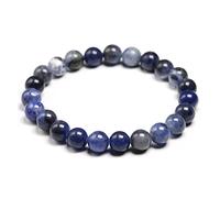 TPDRKOWJX Beads Bracelet，Natural Blue Sodalite Stone Men Bracelet Bangle Women 6 8 10 12MM Elastic Rope Fashion Lovers Jewelry Wrist Gifts wanglan(16cm 6.3inch-Beads 8mm)
