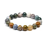 TPDRKOWJX Beads Bracelet，Natural Genuine Ocean Jasper Stone 6 8 10mm Round Strand Bracelet Jewelry Women Men Agate loversGift wanglan(Beads 10mm-24cm 9.5inch)