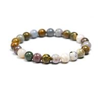 TPDRKOWJX Beads Bracelet，Natural Genuine Ocean Jasper Stone 6 8 10mm Round Strand Bracelet Jewelry Women Men Agate loversGift wanglan(Beads 8mm-17cm 6.7inch)