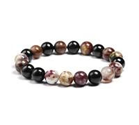 TPDRKOWJX Beads Bracelet，Natural Mix Tourmaline Bracelet Natural Stone 6mm 8mm 10mm Bead Quartz Women Men Fashion Semi-precious Jewelry Gift wanglan(22cm 8.6inch-Beads 10mm)