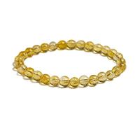 TPDRKOWJX Beads Bracelet，Natural Yellow Citrine Stone 6mm 8mm 10mm Bracelet Handmade Quartz Jewelry for Woman Men Unisex Stretch Bangle Gift wanglan(17cm 6.7inch-Beads 6mm)