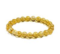 TPDRKOWJX Beads Bracelet，Natural Yellow Citrine Stone 6mm 8mm 10mm Bracelet Handmade Quartz Jewelry for Woman Men Unisex Stretch Bangle Gift wanglan(16cm 6.3inch-Beads 8mm)