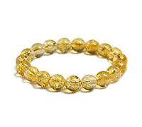 TPDRKOWJX Beads Bracelet，Natural Yellow Citrine Stone 6mm 8mm 10mm Bracelet Handmade Quartz Jewelry For Woman Men Unisex Stretch Bangle Gift wanglan(19cm 7.5inch-Beads 10mm)
