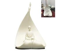 TPDRKOWJX Buddha Statues, buddha statue, Foxi 1pcs Chinese Sitting Statue, Handmade Ceramic One Leaf Bodhi Sculpture, Figurine Ornament [ 6.10Inch Large]