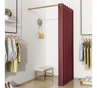 TPDRKOWJX Corner Changing Room Curtain，Changing Curtain and Gold Rod, Clothing Store Divider Simple Fitting for Cloakroom/Show Backstage, Wall Hanging Partition Dressing Room(Red,90 cm)(Red,100 cm)