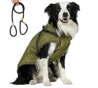 TPDRKOWJX Dog Winter Coat,Furry King, Jacket for Dogs, with Harness, for Small Medium Large (Red,4XL)(Green,L)