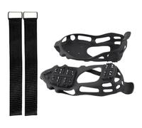 Tpe Anti Slip Shoe Covers with Crampon Spikes for Walking Boots | Lightweight Black Pair, Easy, Flexible Rubber Band, Front Toe Loop for Ice Fishing