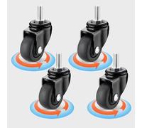 TPE Rubber Castors Wheels with Brake,Swivel Caster Wheels for Cribs,Furniture Replacement Casters,Black-M6/M8/M10 Threaded Stem,for Trolley Workbench,M8-4nobrakes