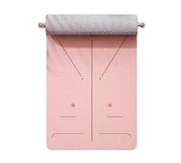 TPE Yoga Mat With Alignment Lines High Resiliency Exercise Yoga Mat With Strap 8mm Thick For High Impact Training(61cm Pale Red)